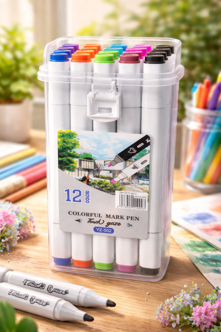 ألوان ماركر احترافية – 12 لون مميزة 🎨