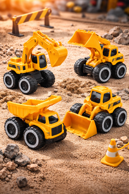 🚧🚜 طقم جرافات ألعاب للأطفال – 4 قطع مع بعض!