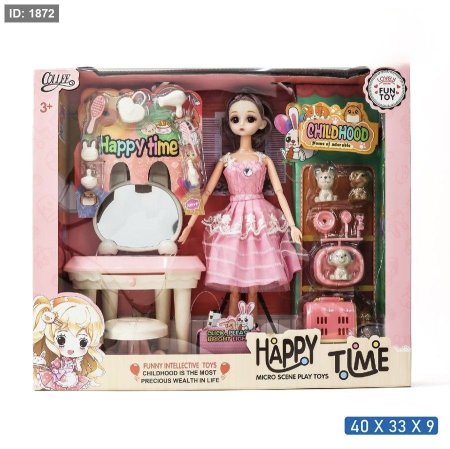 دمية مع تواليت تسريحة وإكسسوارات (Playset <br> <span class='text-color-warm'>سيتوفر قريباً</span>