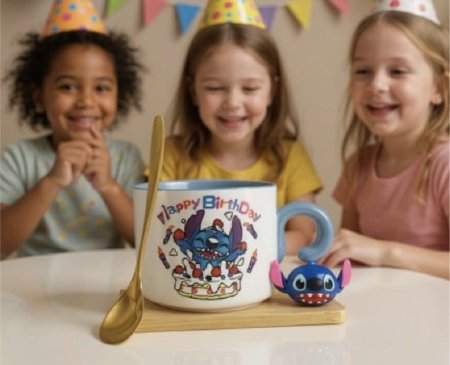 كوب ستيتش عيد ميلاد مع ملعقة 💙