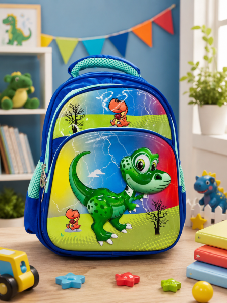 شنطة روضة الأطفال الفاخرة بتصميم الديناصور الكرتوني ثلاثي الأبعاد 🦖