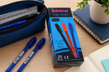 مجموعة اقلام حبر Top Liner من Admiral تحتوي على 20 قلم لون أزرق