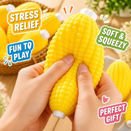 سكوشي على شكل كوز ذرة بتصميم واقعي ولون أصفر جذاب 🌽✨